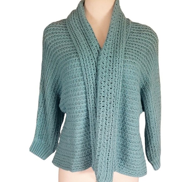 Sanctuary Sweaters - Sanctuary Cardigan Womens Size Turquoise Open Front S Crochet Loose Knit Small